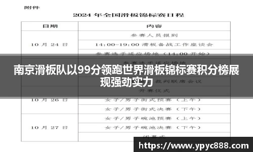 南京滑板队以99分领跑世界滑板锦标赛积分榜展现强劲实力